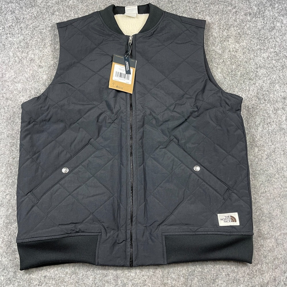 North Face Cuchillo Insulated Vest Mens Medium Black Sherpa Lined NEW
